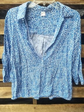 Lightweight Blue Polka Dot Blouse